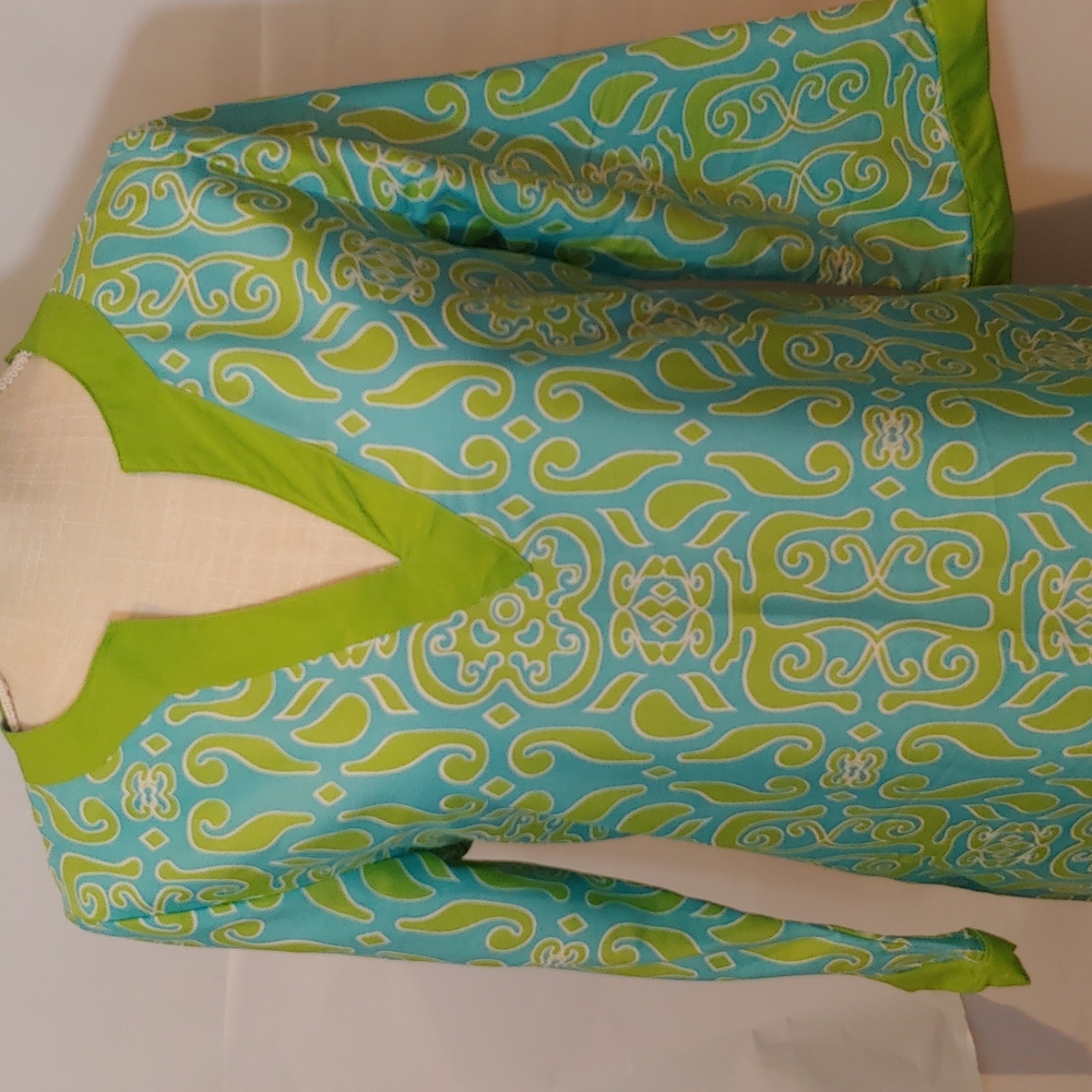 Buckhead Betties shift dress, aqua & green, size S